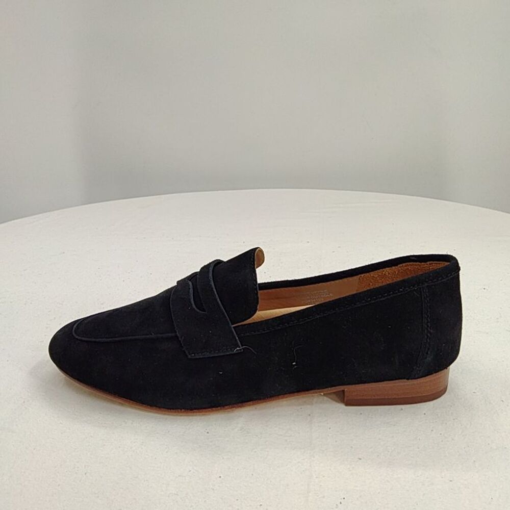 Quince Women Italian Suede Penny Loafer Shoes Black 7